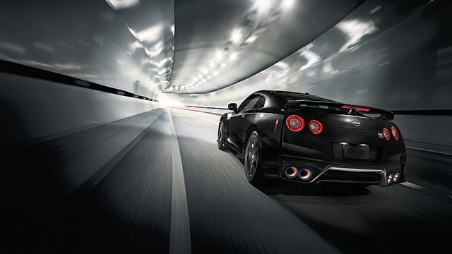 2023 Nissan GT-R seen from behind driving through a tunnel | Mike Rezi Nissan Atlanta in Atlanta GA